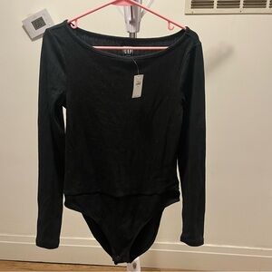 NWT GAP Women's Black Bodysuit size Medium Long Sleeves Snap Closure